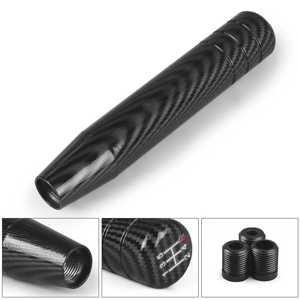 18CM Universal  Accessories Carbon Fiber Style Shifter Stick Lever Gear Knob Aluminum 5 Speed Car Gear Shift Knob Lever Head