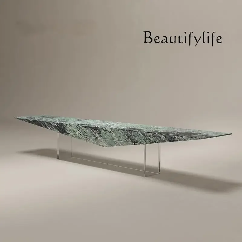 HI X "مجموعة حامل تلفزيون إيطالي بسيط - وحدة تحكم وسائط من الرخام الطبيعي والأكريليك، حجر فاخر مخصص صديق للبيئة من ENF"