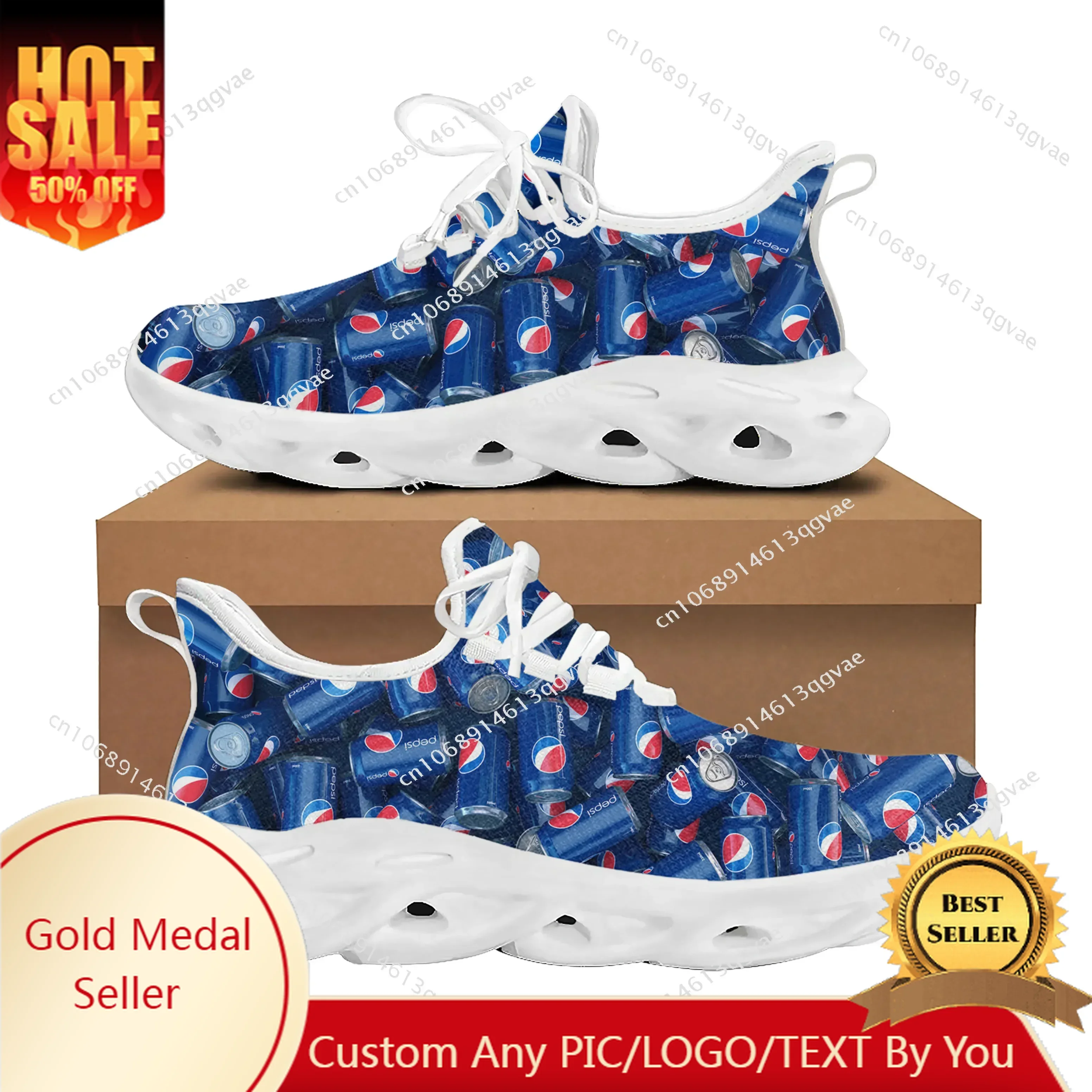 

P-Pepsi-Cola Flats Sneakers Mens Womens Sports Running Shoes High Quality Sneaker Lace Up Mesh Footwear Tailor-made Shoe White