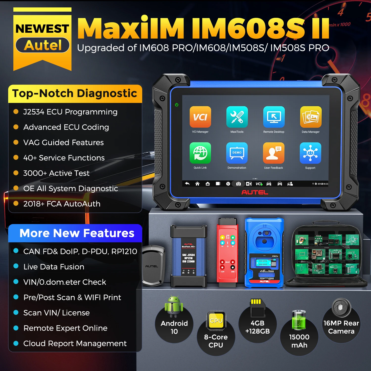 Autel MaxiIM IM608 II IM608S II XP400Pro IMMO Key Programming OBD2 Scanner Car Diagnostic Tool IMMO Key PK IM508 IM508S IM608