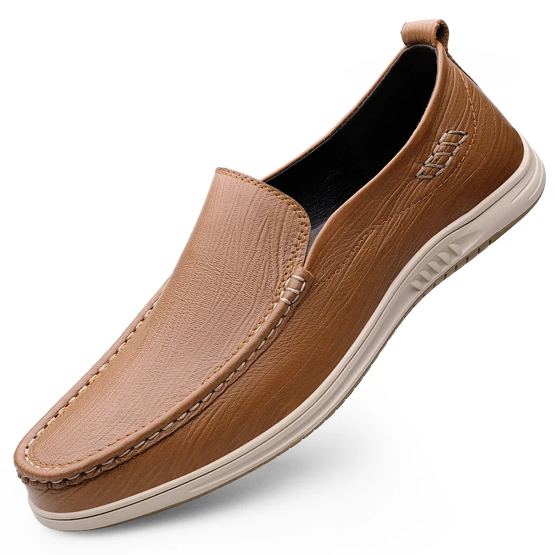 2025 Newly Men's Summer Loafers Shoes Breathable Genuine Leather Soft Man Casual Slip-on Luxury Shoes Cowhide Summer Loafers Men