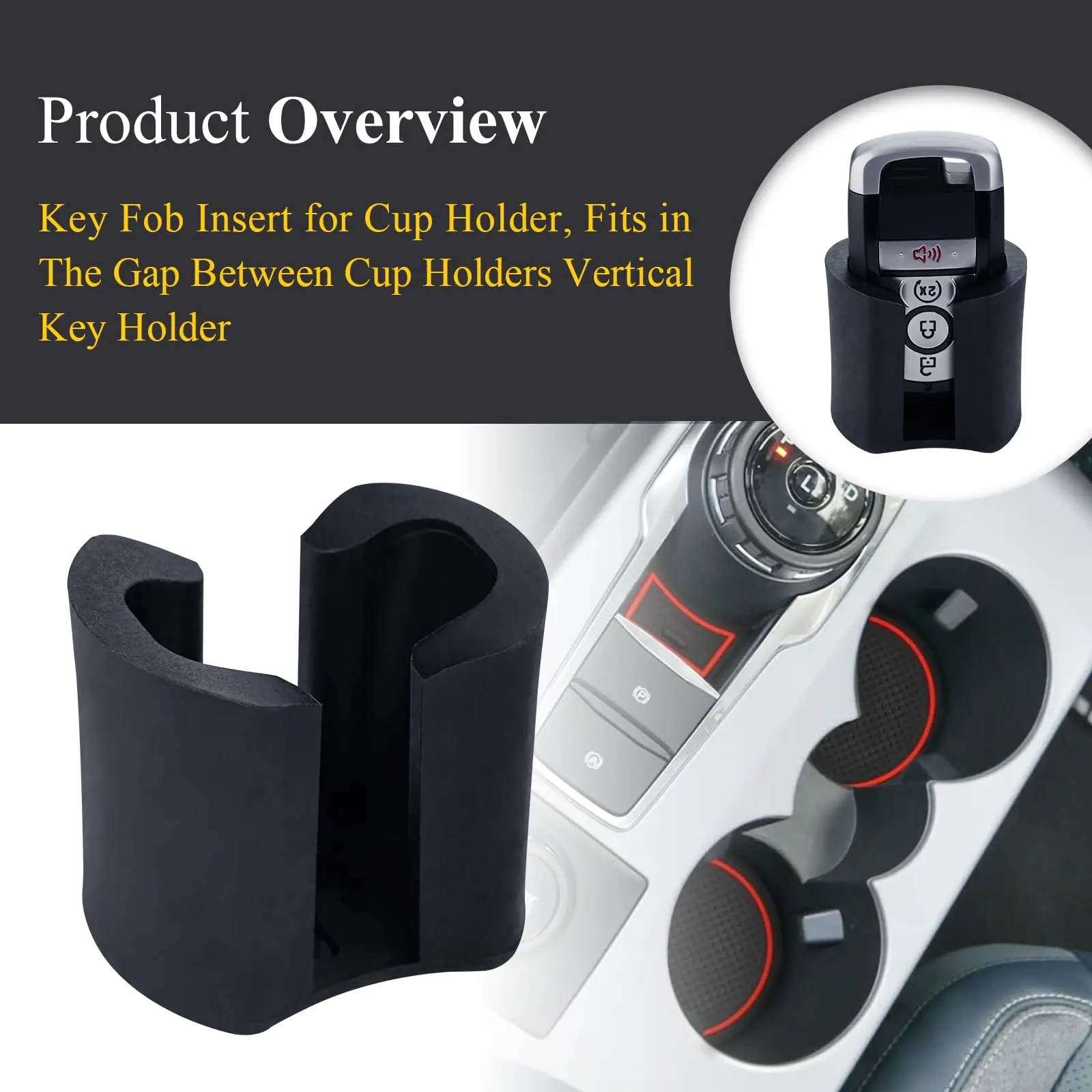1pc Key Holder Vertical Cup Holder Insert in Black Storage Rack for Ford Braunschweig Sport SUV Accessories 2024 Wholesale