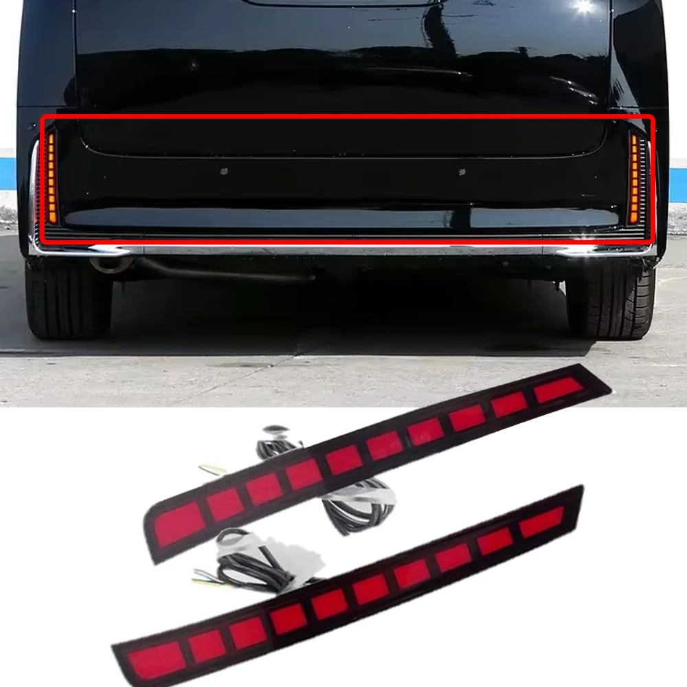 Car Rear Bumper Reflector Red for Toyota Vellfire 40 2024 Brake Light Running Light + Brake Lamp + Turn Signal Light Reflector