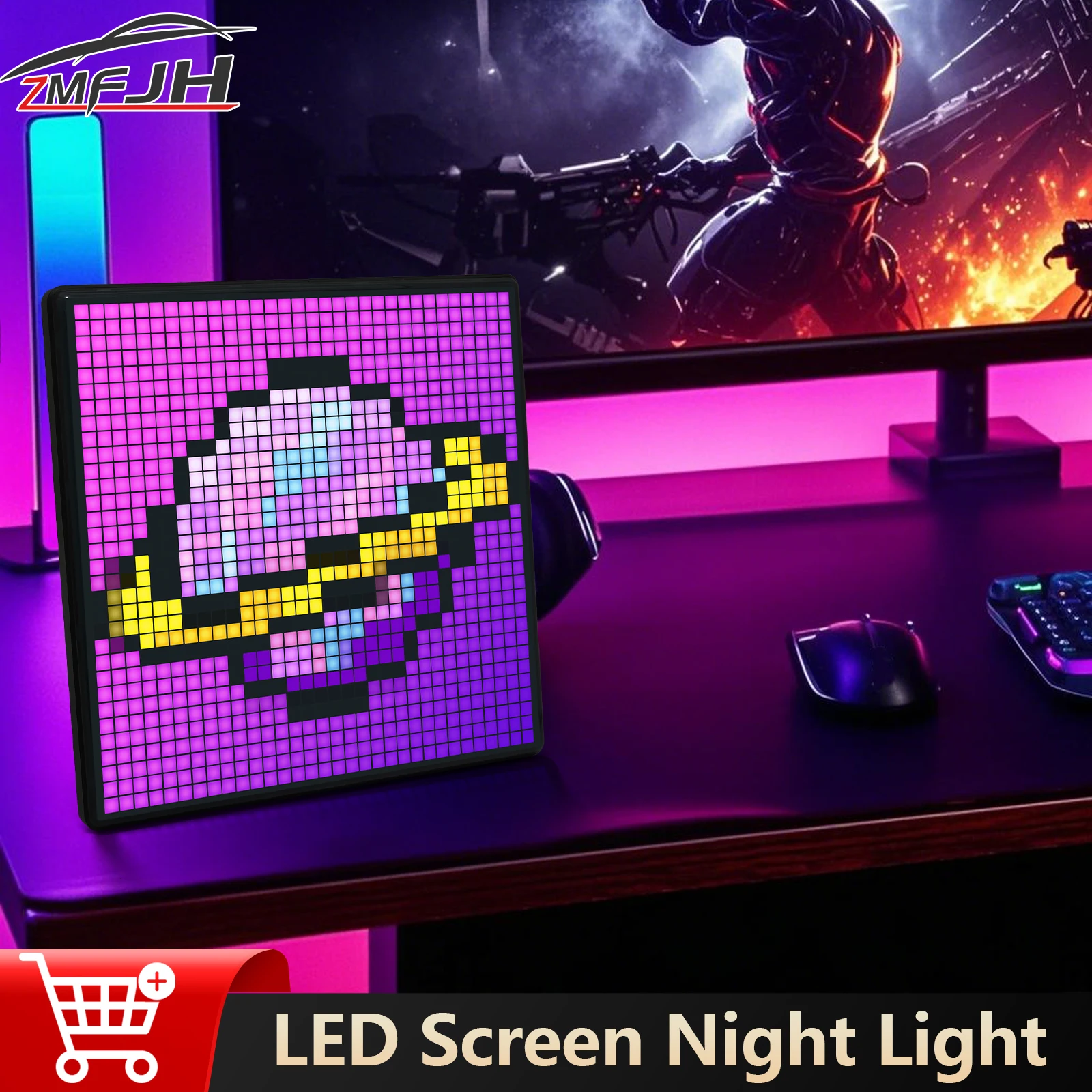 

LED Pixel Display Screen Desktop Decorative Light APP Control Programmable Night Light DIY Text Pattern Animation Gaming