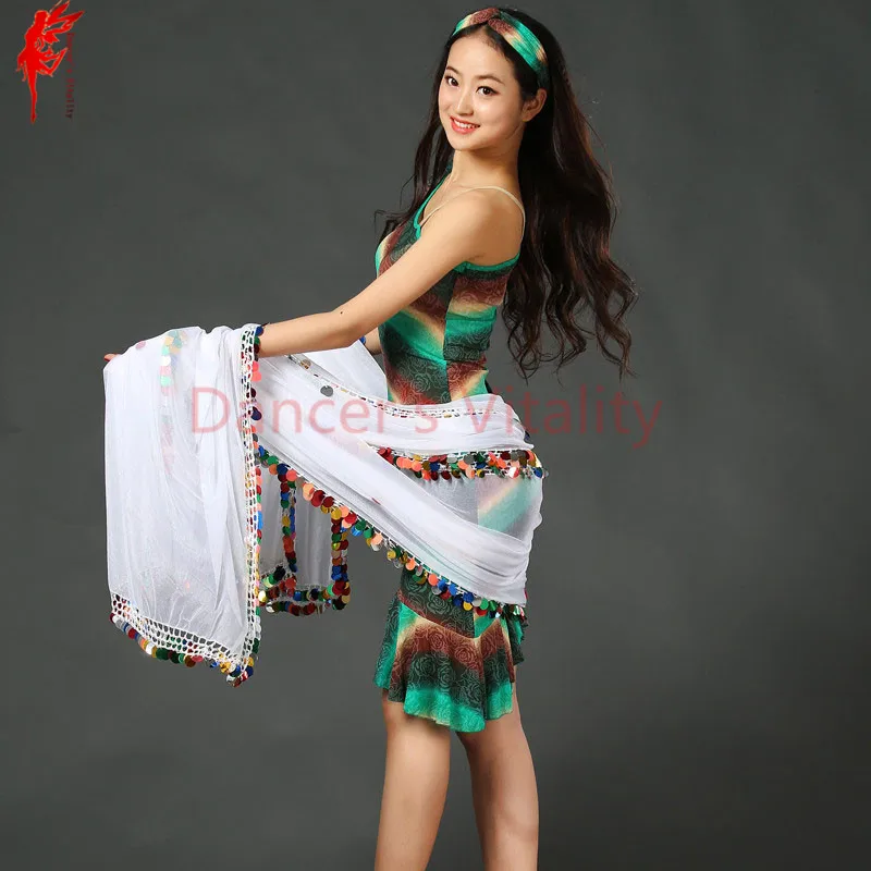 

Belly Dance Props Bellydance Accessories Chiffon Sequins Belly Dancing Veil Women Belly Dancer Show Veil 2.1*1.5m