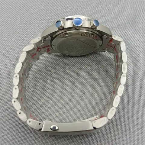 40 mm VK63 silverfärgad klocka med blågrönt svart silverinlägg och belagt glas för VK63 kvarts kronografurverk stålarmband 6 best sales kronografklocka - №6