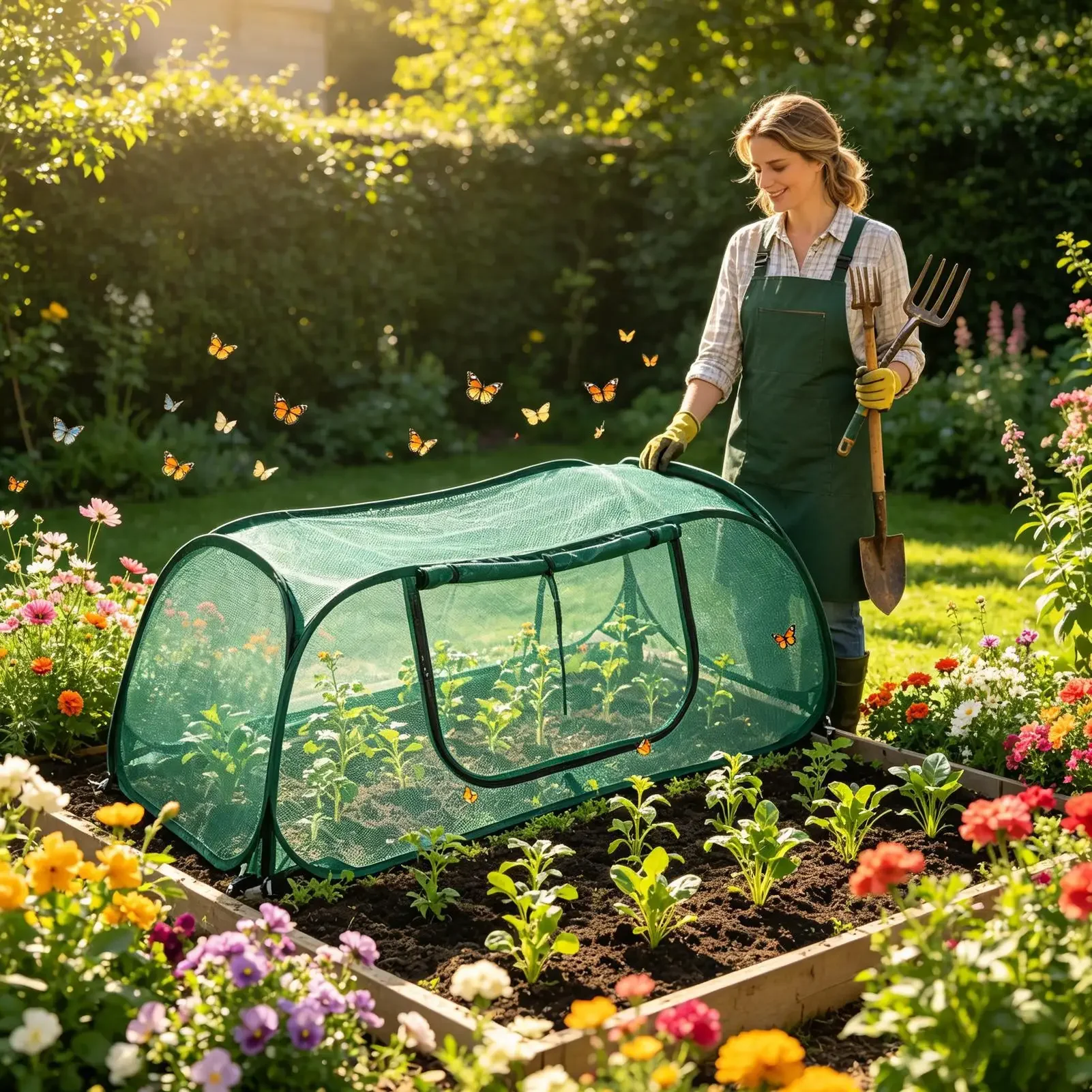 Raised Bed Cover Reusable Guard Tent Plant Protector Mesh Garden Cover For Fruits Flowers Strawberries Tomatoes Seedlings Trees