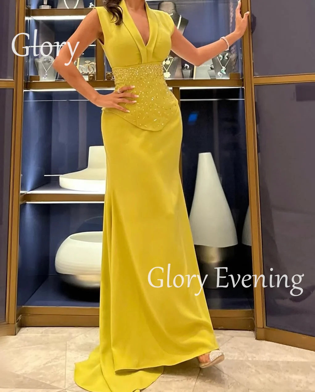 V Neck Luxury Evening Dresses Mermaid Sequins Beaded Prom Dresses Strapless Saudi Arabia Formal Party Dresses Customized 2025