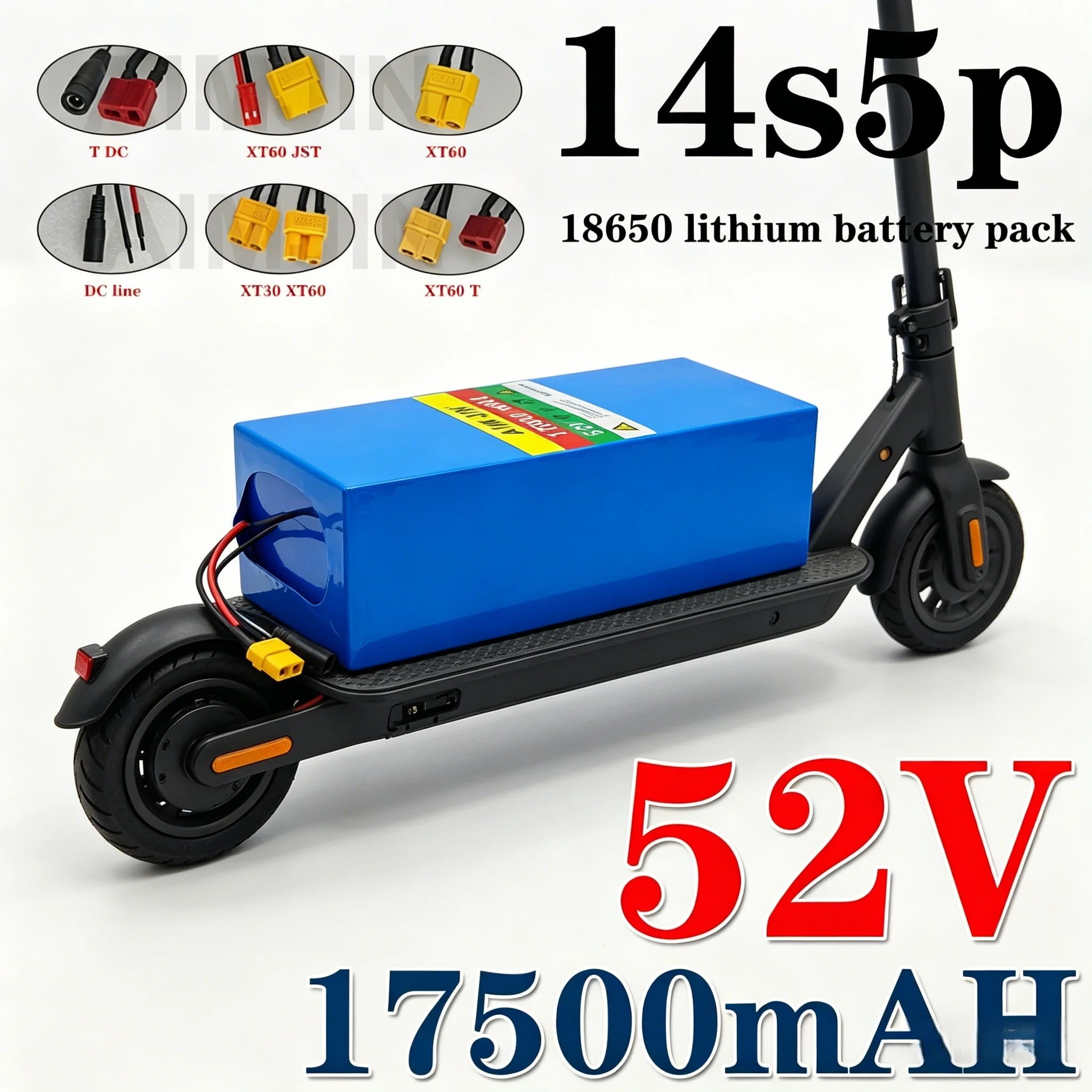 

New Lithium 52V Battery 14S5P 17500mAh 18650 1500W for Bicycle Scales, Tricycles, Motorcycle Chargers 58.8V 2A