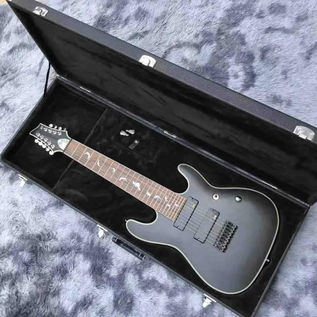 

9 Strings Electric Guitar in Black Satin Color with Rectangle Hardcase