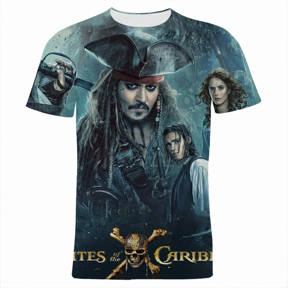 2024 Summer Disney Classic Movie Pirates of The Caribbean 3D Print T-shirt Summer Children T Shirt Short Sleeve Women Tee Tops