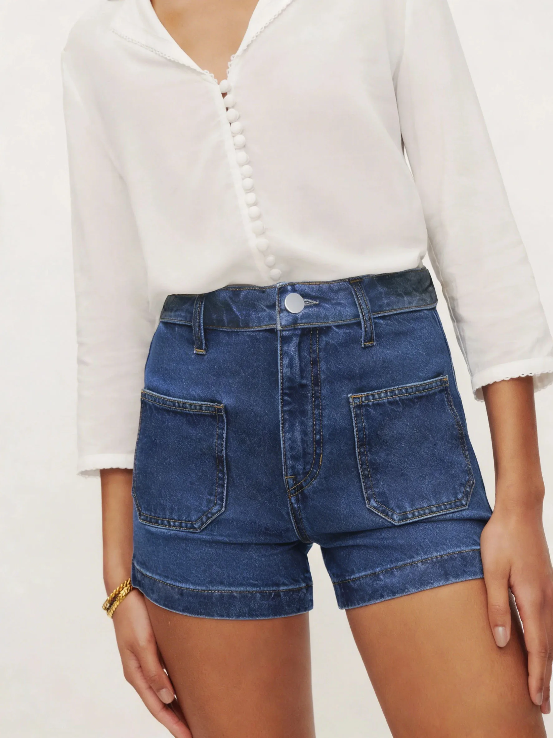 

Модные женские джинсовые шорты с высокой талией в европейском стиле, облегающие, сексуальные, повседневные, с карманами, летние, для женщин