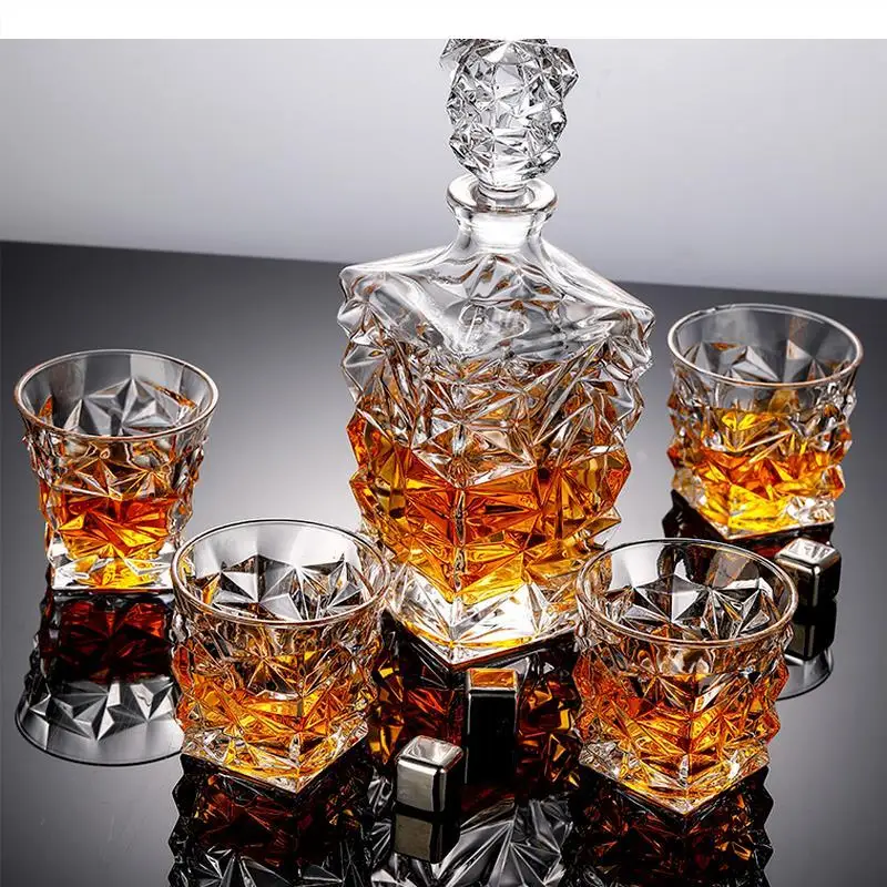 Crystal Glass Wine Set Flagon Drinkware Hip Flasks Cup Foreign Thickened Bottle Flask