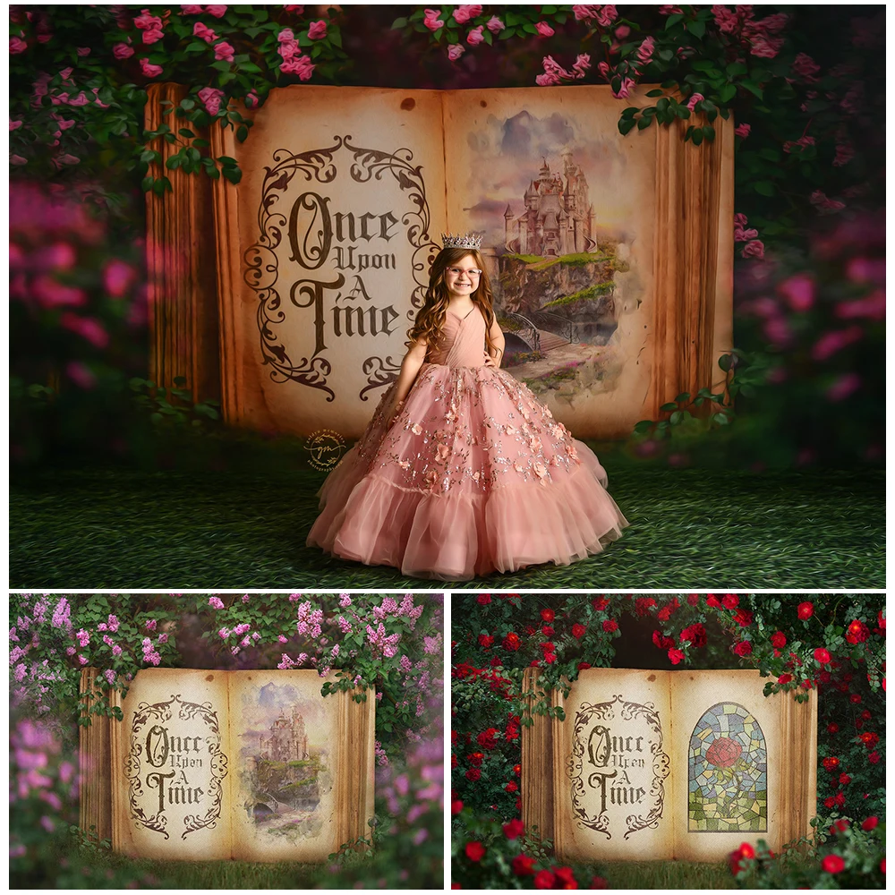 

Wonderland Rose Garden Photo Background Princess Girl Birthday Cake Smash Photography Backdrop Kids Portrait Photo Studio Props