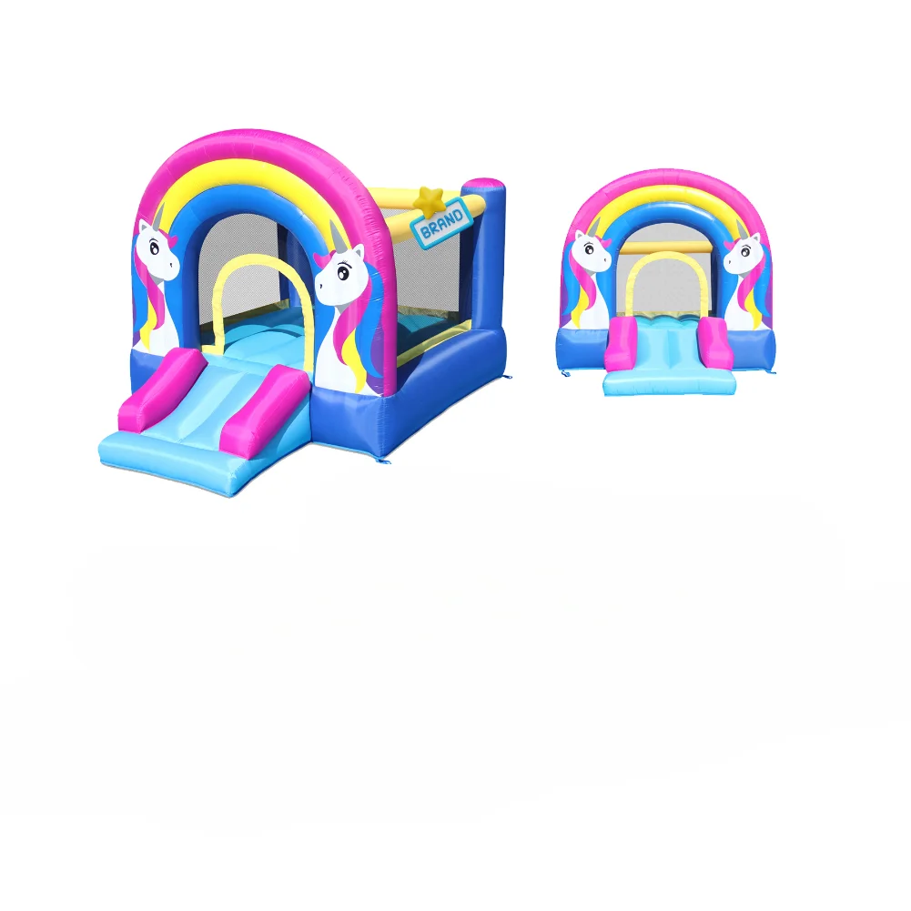 Rainbow Little Pony Slide Inflatable Castle Portable Family Children's Playground with Lights and Sound interaction