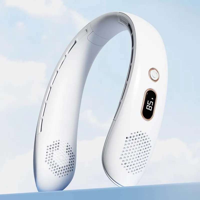 Nowy kreatywny osobisty sport na świeżym powietrzu 3 prędkości USB akumulator przenośny chłodzący powietrzem bezłopatkowy wiszący wentylator na szyję