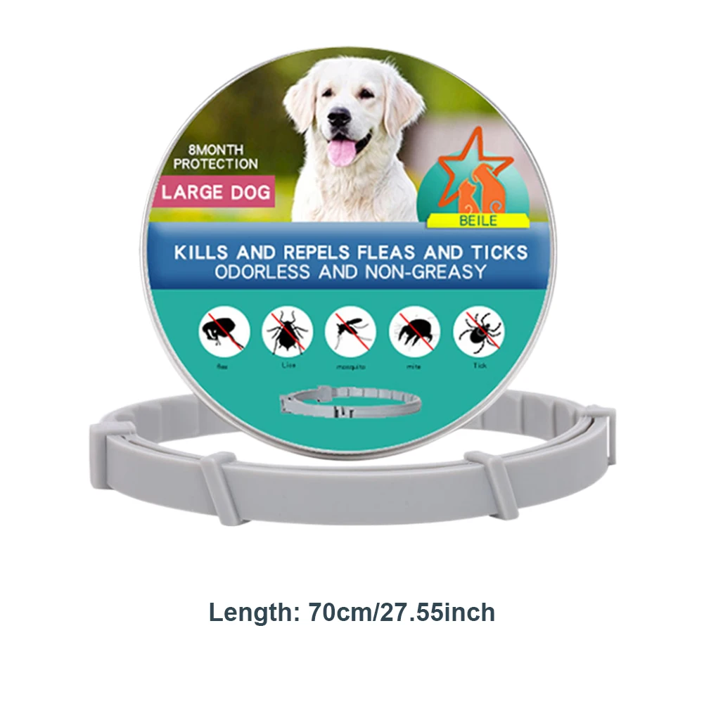 Flea Collar 8 Months Protection Pet Anti Flea Tick Neck Collar Natural Flea and Tick Prevention Collar for Dogs Cats