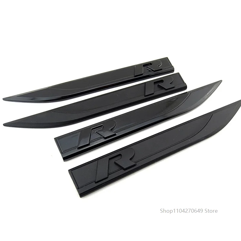 

(Set of 2) Pinalloy Full Black ABS Stickers Blade Side Mark Emblem with R Wording