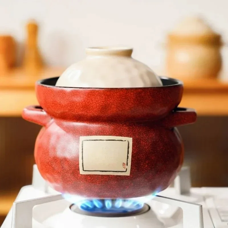 Japanese Clay Casseroles Stew Pot Domestic Gas Casserole Soup Pot Open Fire Shallow Pot Ceramic Rice Cooking Pan for Gas Stove