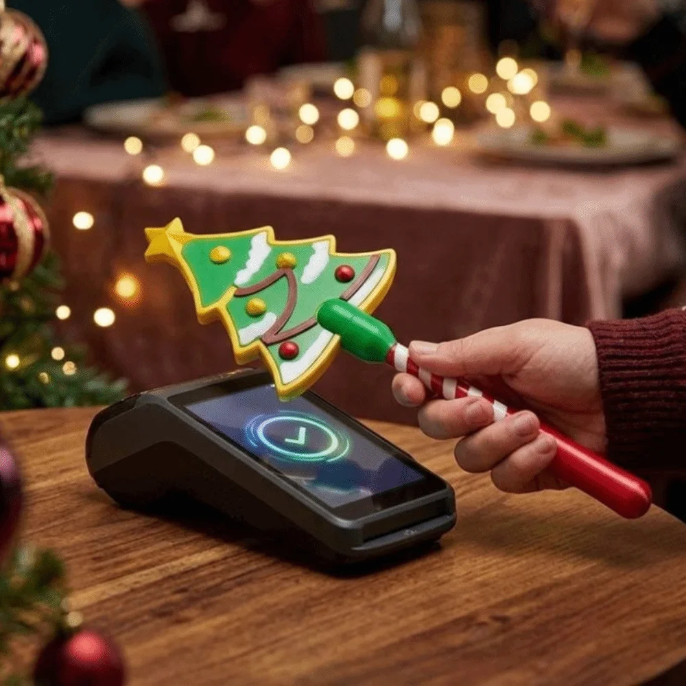 Non-Contact Christmas Payment Magic Wand Handheld 3D Printed Xmas Credit Card Holder Plastic Long Stick Card Reader Tap Wand