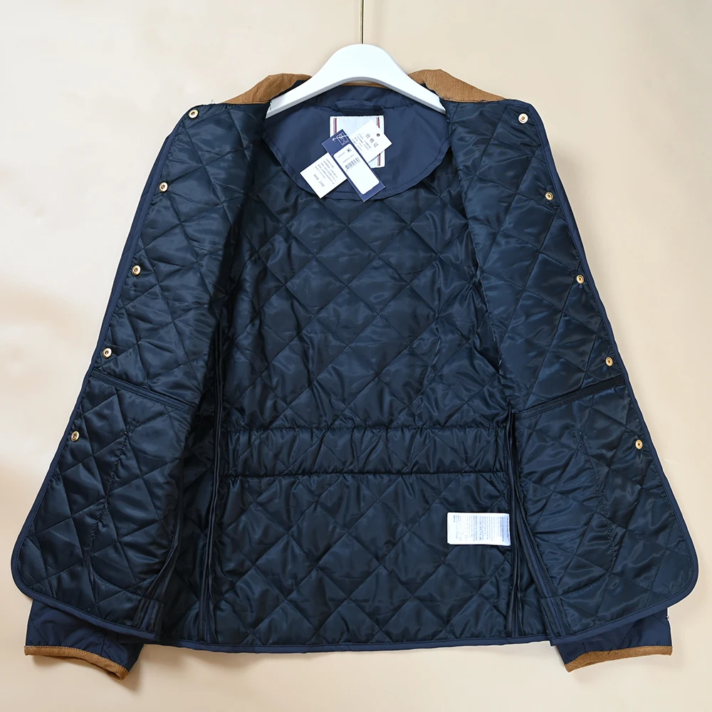 Jaet – manteau en coton léger pour femme, manteau à col Simple brodé à carreaux, Tube droit Long, pour les déplacements, nouvelle collection hiver
