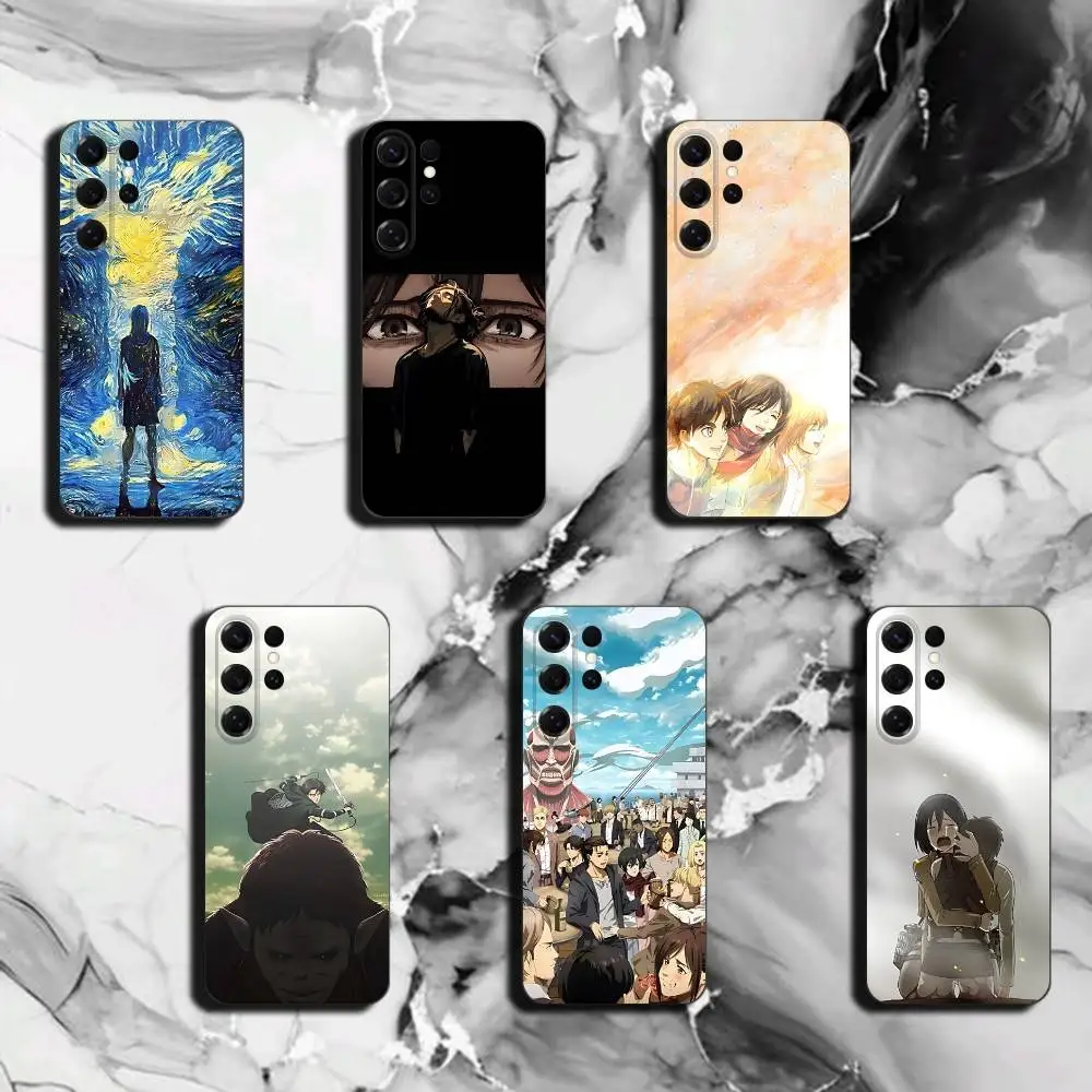 Hot Anime A-Attack on Titan for Samsung S26 25 24 23 22 21 Ultra Case Liquid Silicone Soft Shell Plus