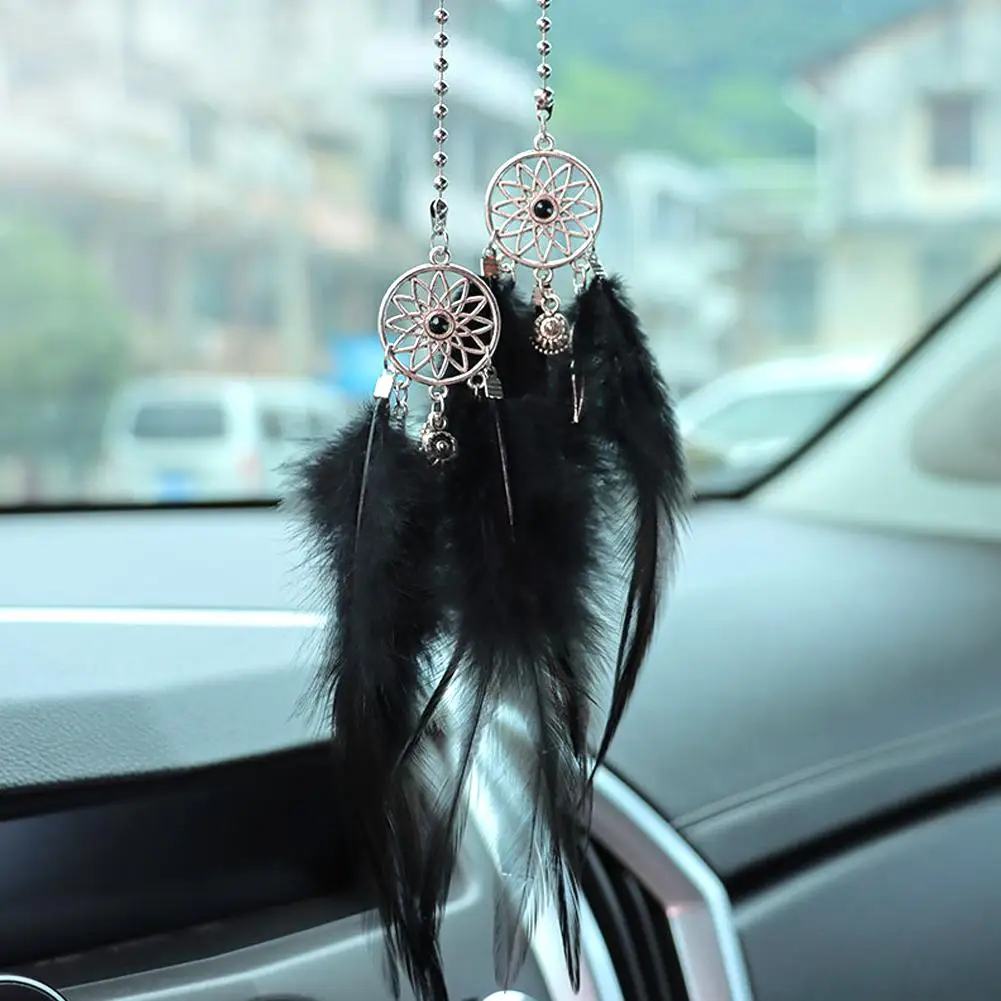 Dream Catcher kaca spion Interior mobil, hiasan cermin Interior mobil Multi warna, liontin angin mobil, Aksesori ganda P0N3