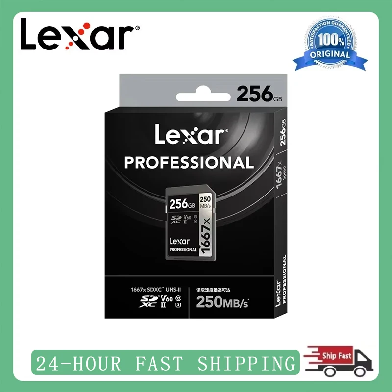 

Lexar SD Card 1667X Официальный оригинальный 250 МБ/с 64 ГБ 128 ГБ 256 ГБ Карта памяти SDXC UHS-II V60 U3 C10 Флэш-карты 4K для камеры