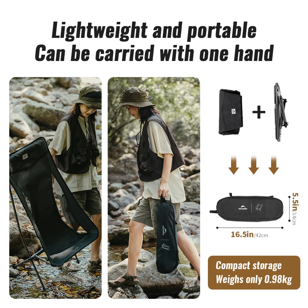 Naturehike Star Moon Chair L04 Ultralight Aluminum Alloy Outdoor Portable Folding Fishing Backrest Stool Camping Picnic Chairs