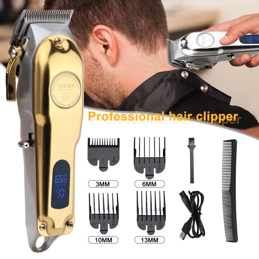 Hiena HYN-202 Professional T-Blade Hair Clippers For Men Cordless Hair Cutting Kit Rechargeable Beard Trimmer With LED Display