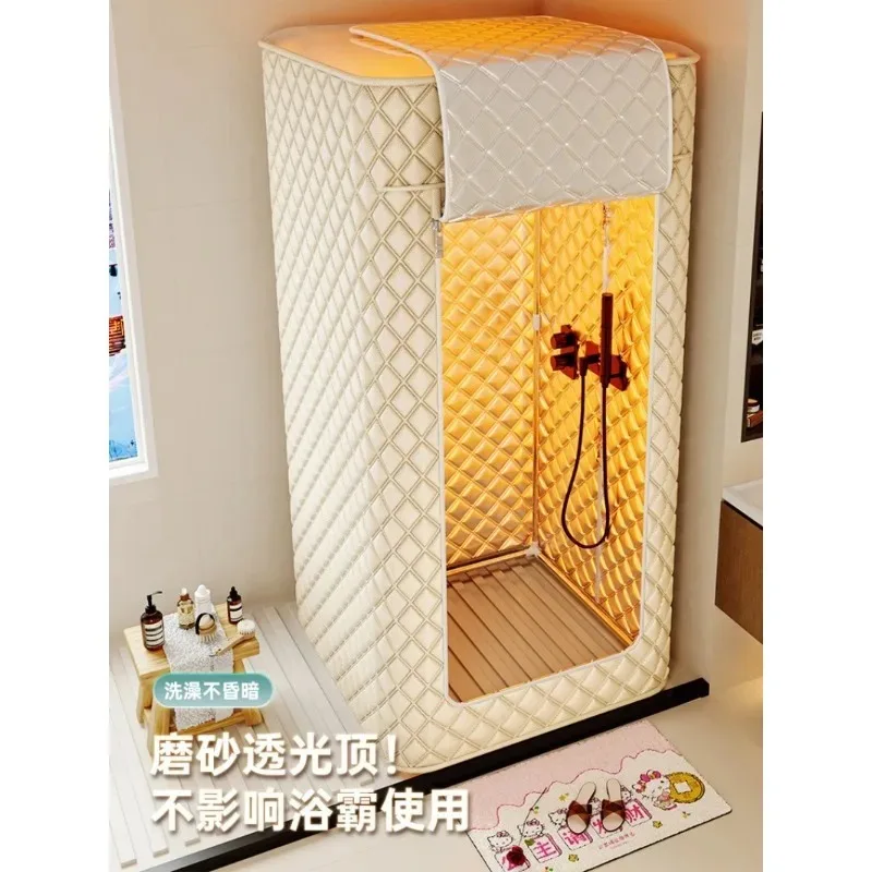 

New Thickened Padded Shower Curtain, No Punching, Waterproof and Warm Shower Cover, Winter Bath Is Not Cold Artifact