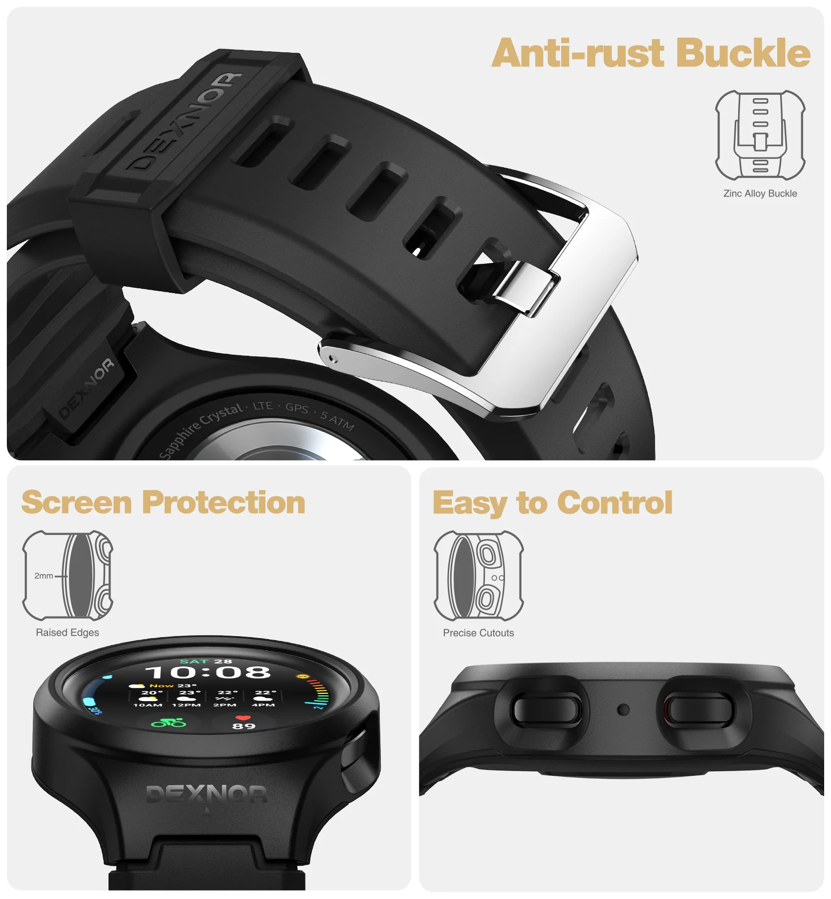 Dexnor for Samsung Galaxy Watch 5 Pro Band with Case 45mm(2022) Rugged Military Grade Shockproof Cover for Galaxy Watch 5 Pro