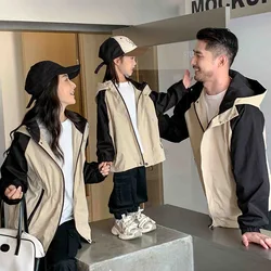 Autumn 2024 New Famliy Outdoor Clothes Fashion Korean Style Dad Mom and Daughter Son Matching Tops Zip Jacket Cargo Pants Outfit