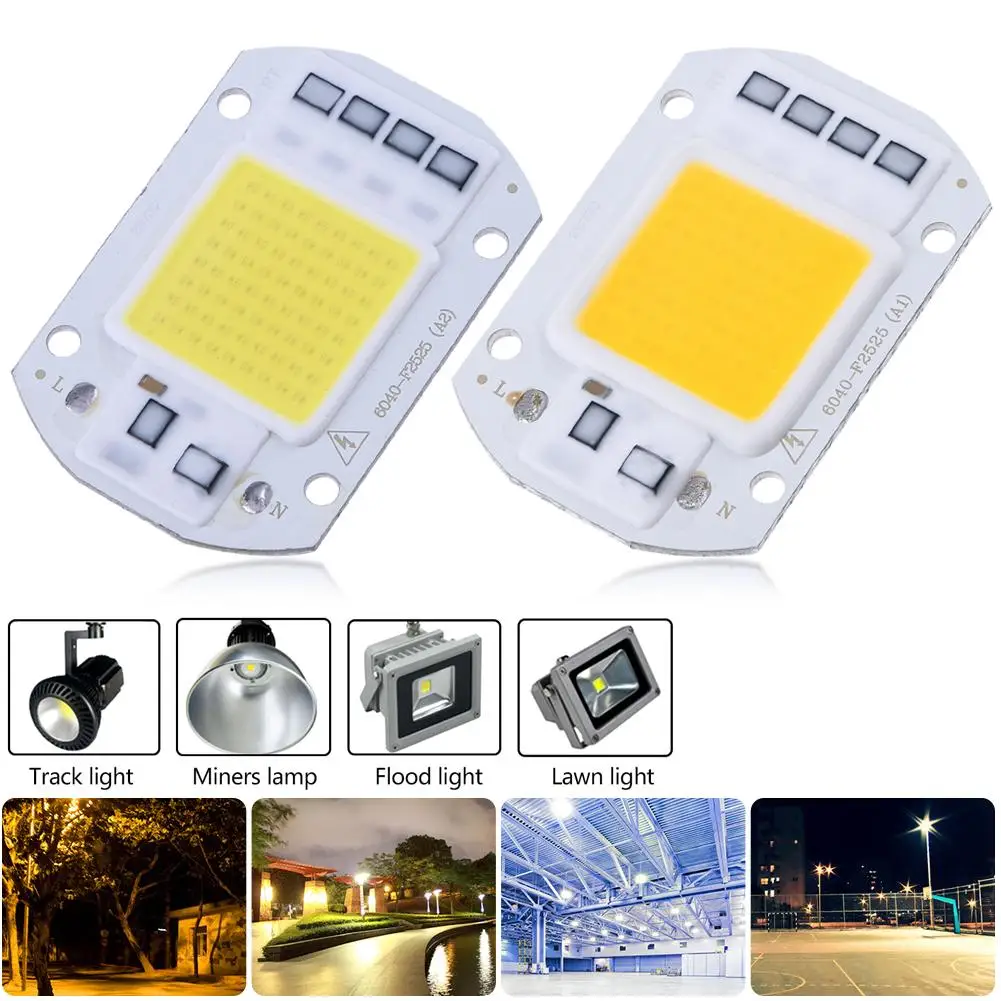 3Pcs High Power 50W AC 220V COB LED Lamp Chip for Spotlight Searchlight(White)