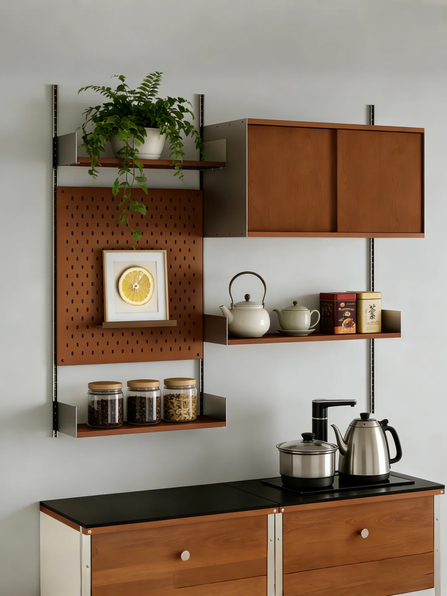 

Solid wood wall shelf wall mounted multi-purpose living room decorative display shelf adjustable multi-layer display shelf