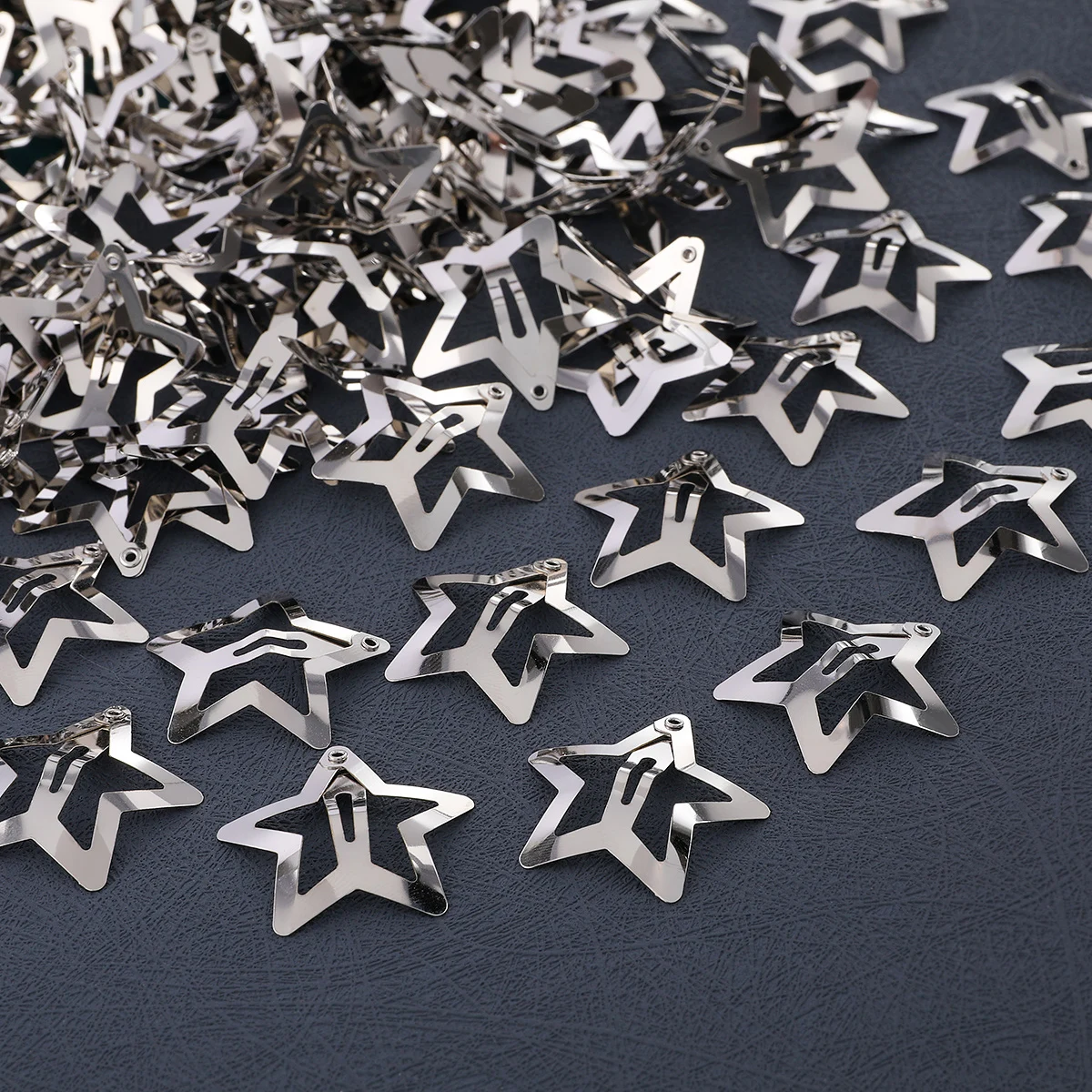 50PCS Y2K Silver Star Hair Clips for Girls Filigree Star Metal Snap Clip Women Simple BB Hairpins Barrettes Hair Accessories