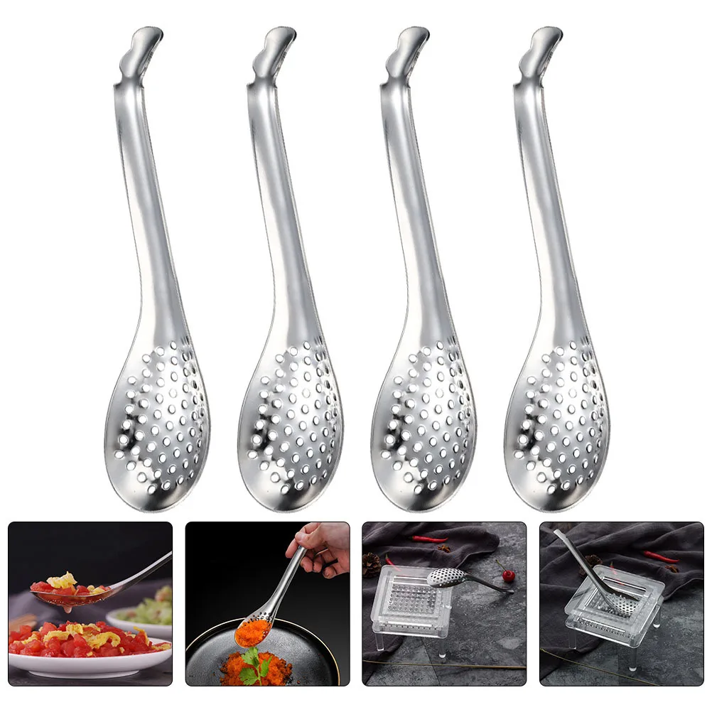 

4pcs Stainless Steel Caviar Colanders High Efficiency Slotted Spoons For Kitchen Food-Grade Strainer Scoops Multipurpose