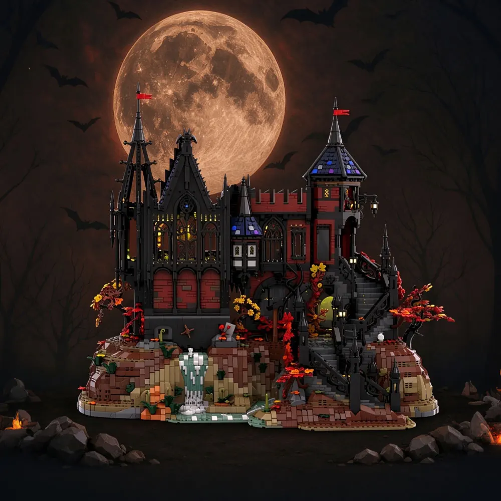 Gobricks MOC Vampireeds Gothiceds Castle Building Blocks Model Medieval Architecture Bricks diy Assembled Toy Collection Gift