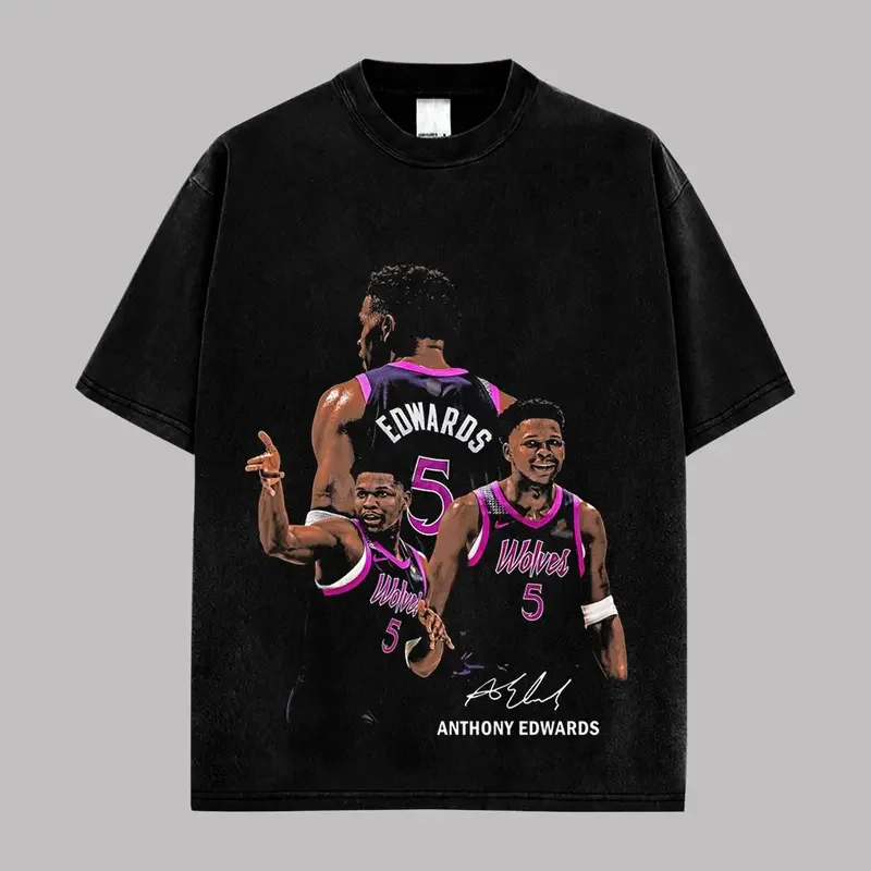 Men's Cotton Seamless Short-Sleeve Anthony Printed Graphic Tee - Vintage Basketball, Ant Man Retro Streetwear, Oversized Unisex Rising Star Fan Apparel, Trending US Sports Gift