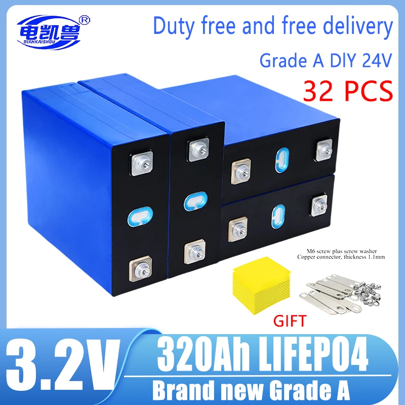 

32pcs New 320Ah 3.2V 304Ah 105Ah LF280K 310Ah 280Ah LiFePO4 Battery Brand new Grade A DIY 12V 24V 48V Solar RV EV Camping No Tax