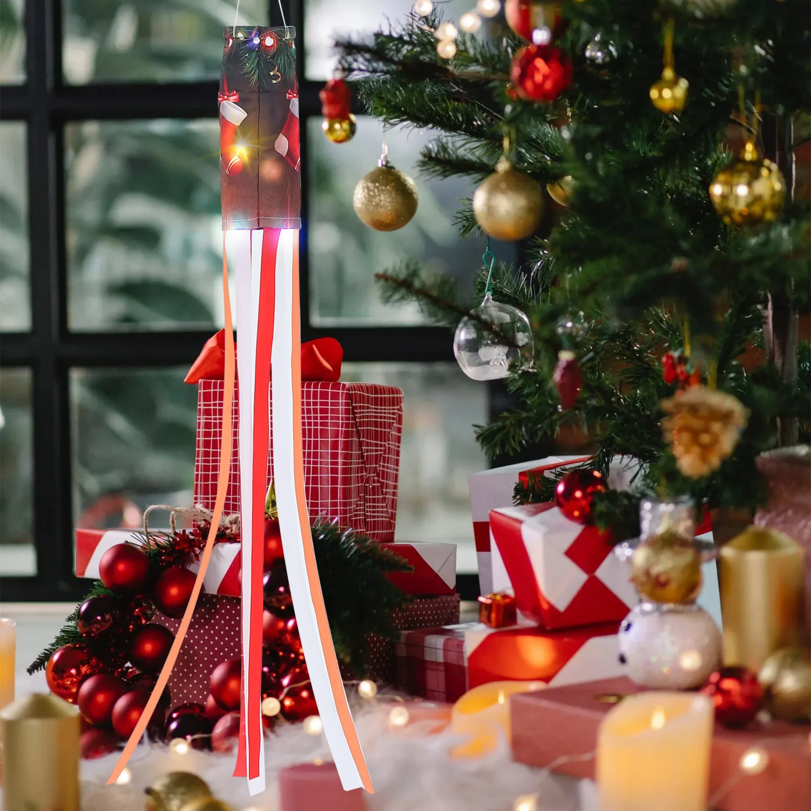 Adorable Christmas Windsock Flag LED Lighted Windsock Decor Premium Quality Fade Resistant Smooth Fabric Festive Yard Garden