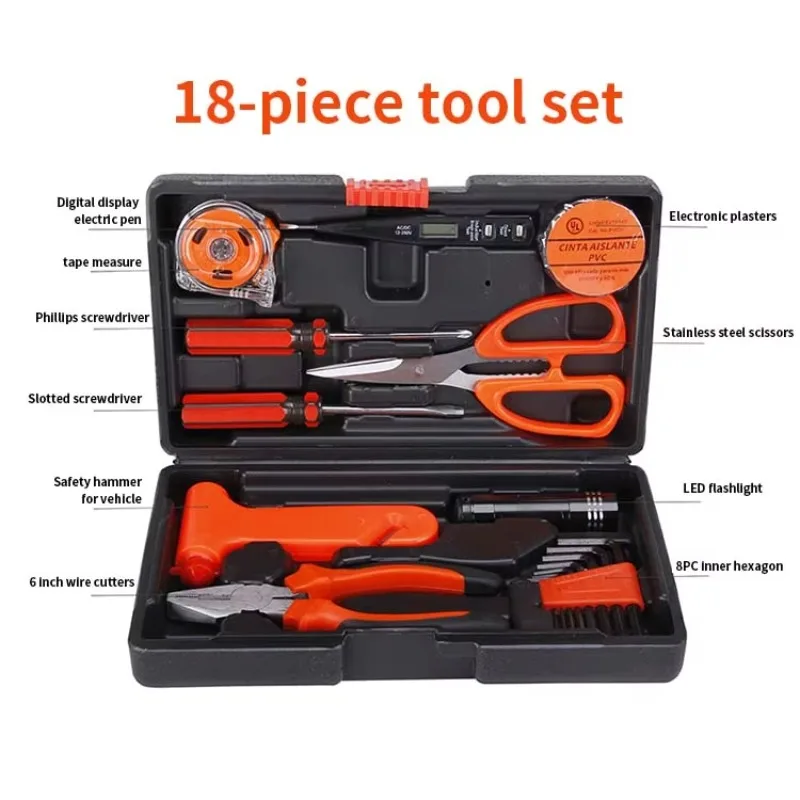 108-Piece Professional Multifunctional Plastic Toolbox Socket Wrench Tool Set Iron Home Repair Tools Hard Case