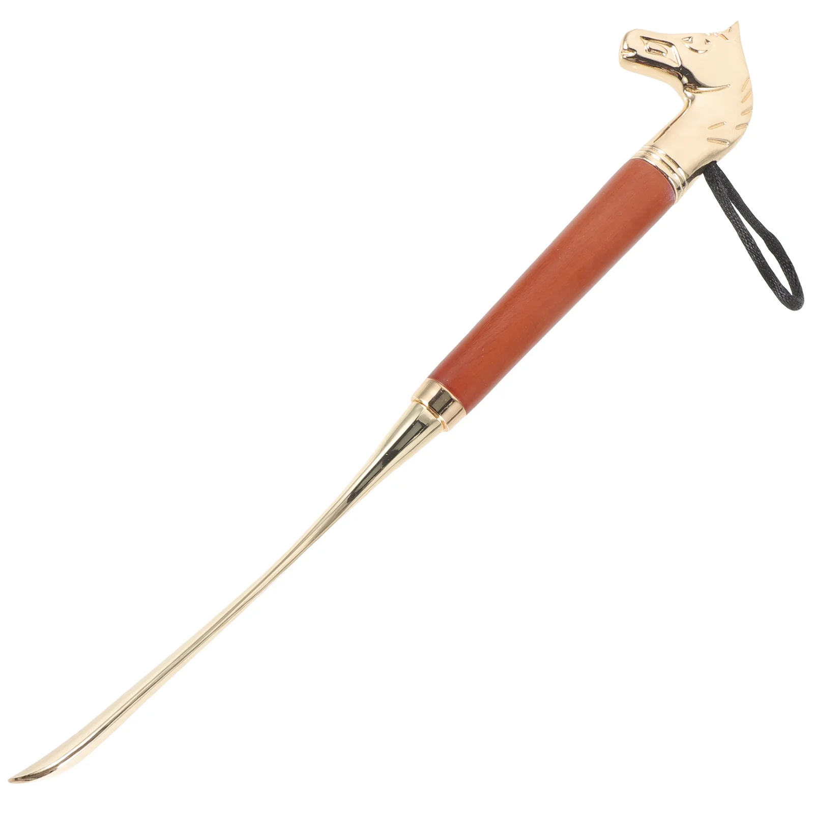 Horse Head Shoehorn Long Handle Premium Wood Copper Shoe Helper Easy Aid for Seniors Shoes and Boots Shoe Horn