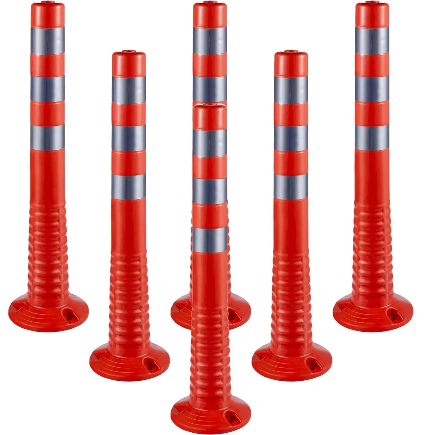 Traffic Delineator, 6 PCS Posts Channelizer Cone, Delineator Post Kit 30” in Height, PU Traffic Post, Orange Safety Cones