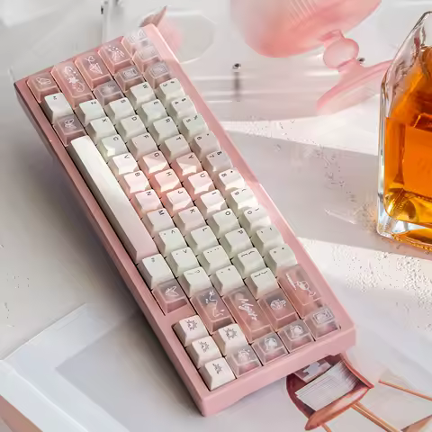 Keyboard Keycap White Peach Mojito Pbt Pc Dye-Sublimated 1.7Mm Cherry Mx Custom Pink White Cute Alice Layout Keycaps 190 Keys.