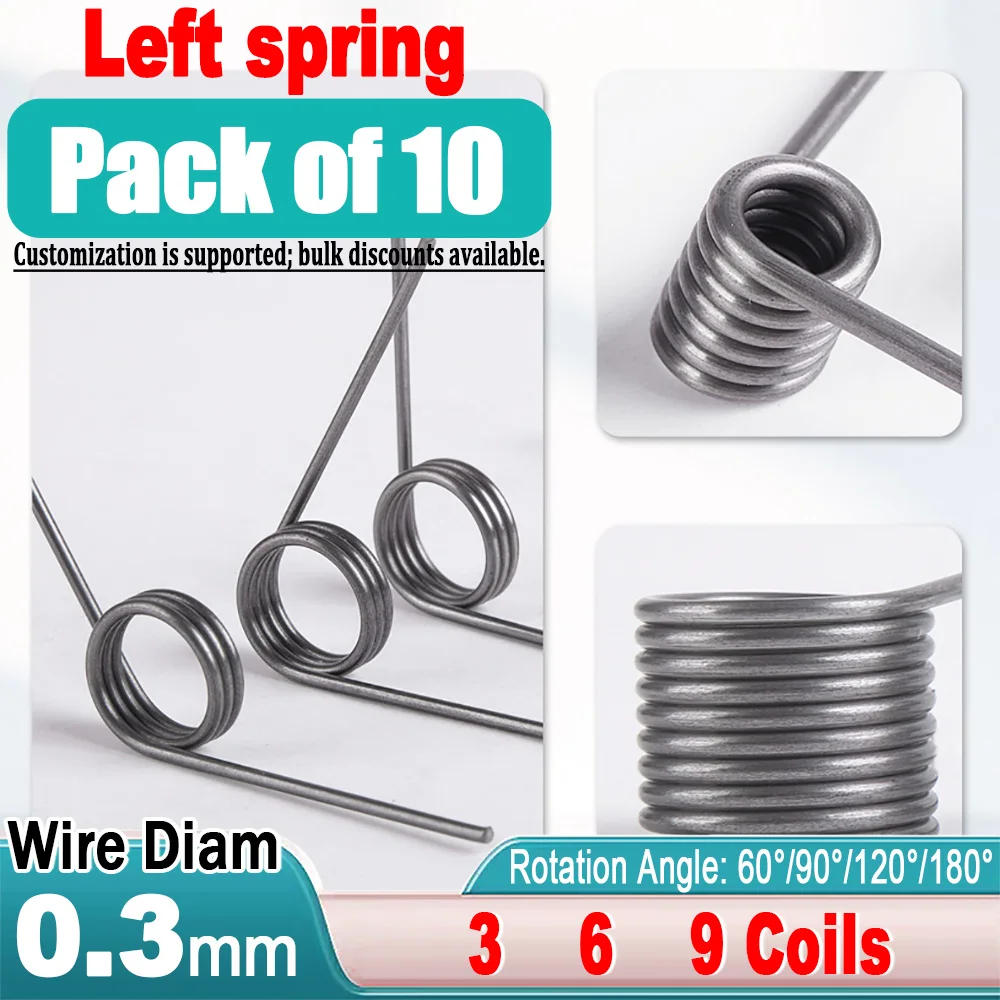 0.3mm Wire Diameter Rotate Left Precision Torsion Spring High-strength V-shaped Spring Can Be Customized 60°/90°/120°/180°