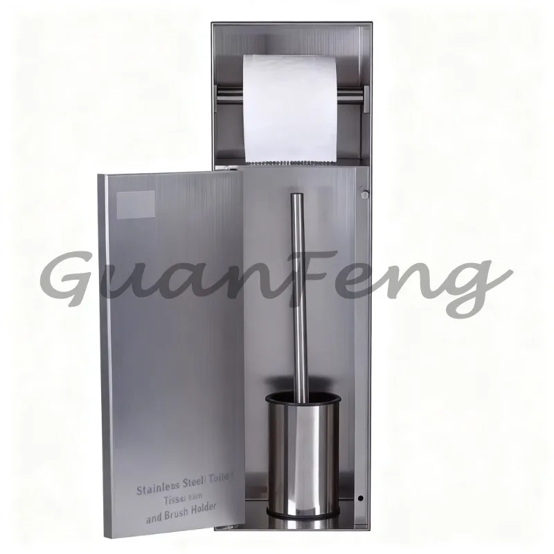 304 Stainless Steel Recessed Bathroom Niche Trash Can Concealed Toilet Paper Holder for Toilet Restroom