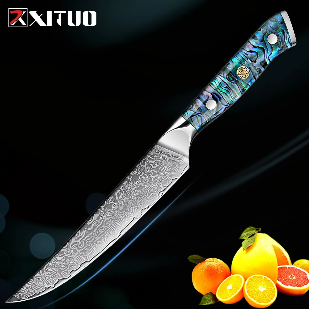 

XITUO Japanese Damascus AUS-10 Steel 6 Inch Utility Knife Ultra Sharp Chef Slicing Kitchen Knives Cut Fruit Vegetables Meat