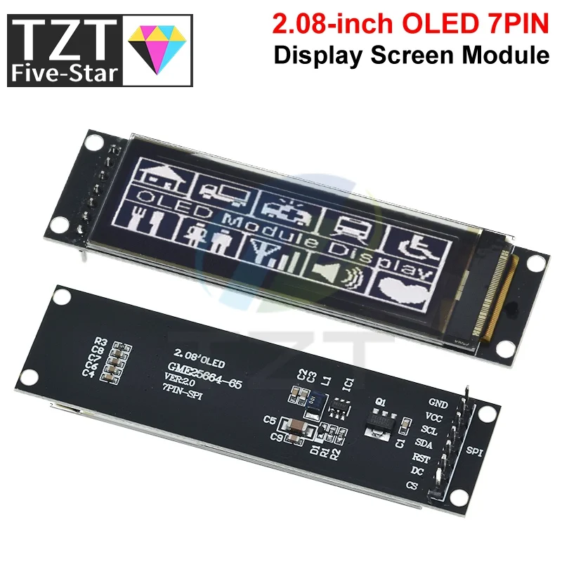 1/3PCS Real OLED Display 2.08'' 256*64 25664 Graphic LCD Module White Display Screen LCM Screen SH1122 Controller Support SPI