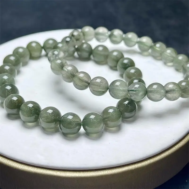 Natural Green Rutilated Quartz Bracelet Jewelry For Woman Man Fengshui Healing Wealth Beads Crystal Gift 1pcs 7/8/9MM